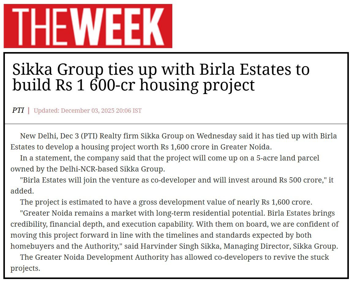 Birla Estate ties up with Sikka Group 4